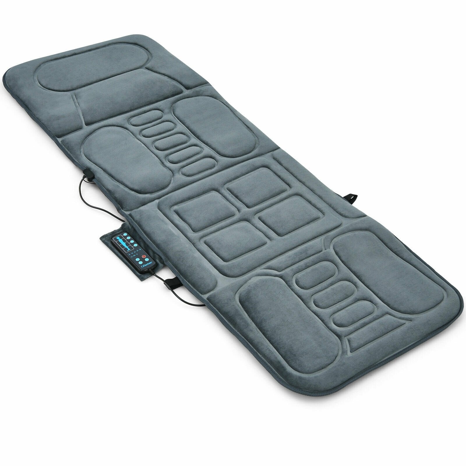 Foldable Massage Mat with Heat and 10 Vibration Motors, Gray Back Massager   at Gallery Canada