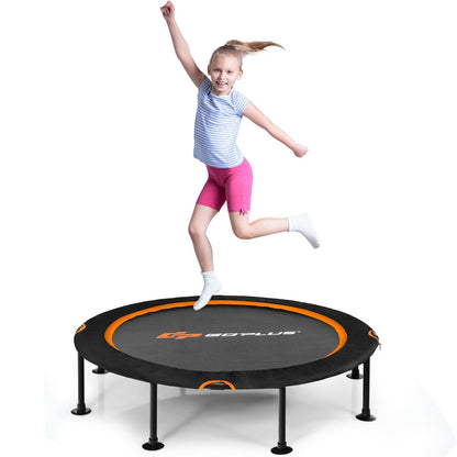 47 Inch Folding Trampoline Fitness Exercise Rebound with Safety Pad Kids and Adults, Orange - Gallery Canada