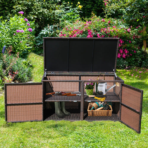 88 Gallon Garden Patio Rattan Storage Container Box, Brown