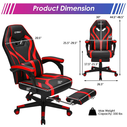 Computer Massage Gaming Recliner Chair with Footrest, Red - Gallery Canada
