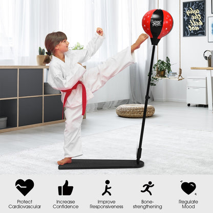 Kids Punching Bag with Adjustable Stand and Boxing Gloves, Black & Red Boxing & Martial Arts   at Gallery Canada