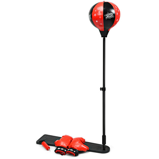 Kids Punching Bag with Adjustable Stand and Boxing Gloves, Black & Red Boxing & Martial Arts Black & Red  at Gallery Canada