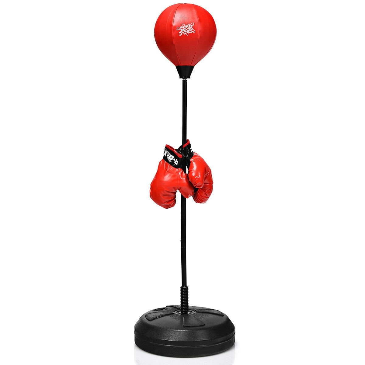 Adjustable Height Punching Bag with Stand Plus Boxing Gloves for Both Adults and Kids, Black & Red Boxing & Martial Arts   at Gallery Canada