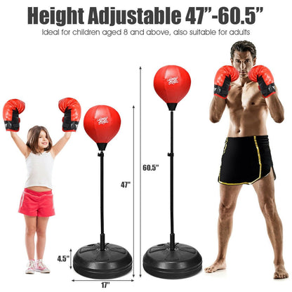 Adjustable Height Punching Bag with Stand Plus Boxing Gloves for Both Adults and Kids, Black & Red Boxing & Martial Arts   at Gallery Canada