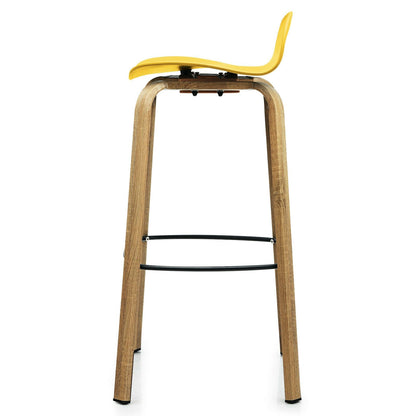 Set of 2 Modern Barstools Pub Chairs with Low Back and Metal Legs, Yellow Bar Stools   at Gallery Canada