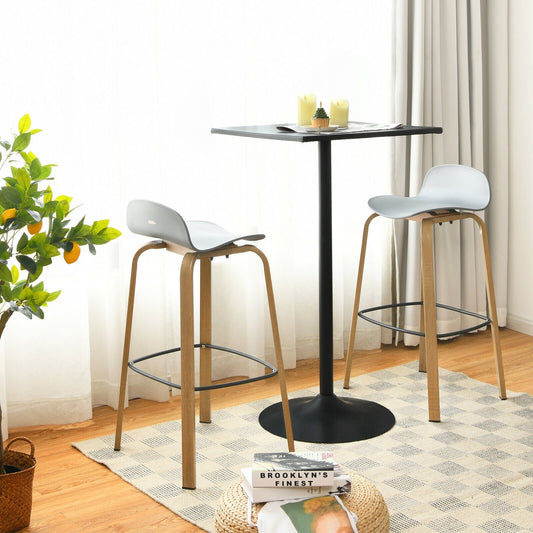 Set of 2 Modern Barstools Pub Chairs with Low Back and Metal Legs, Gray - Gallery Canada