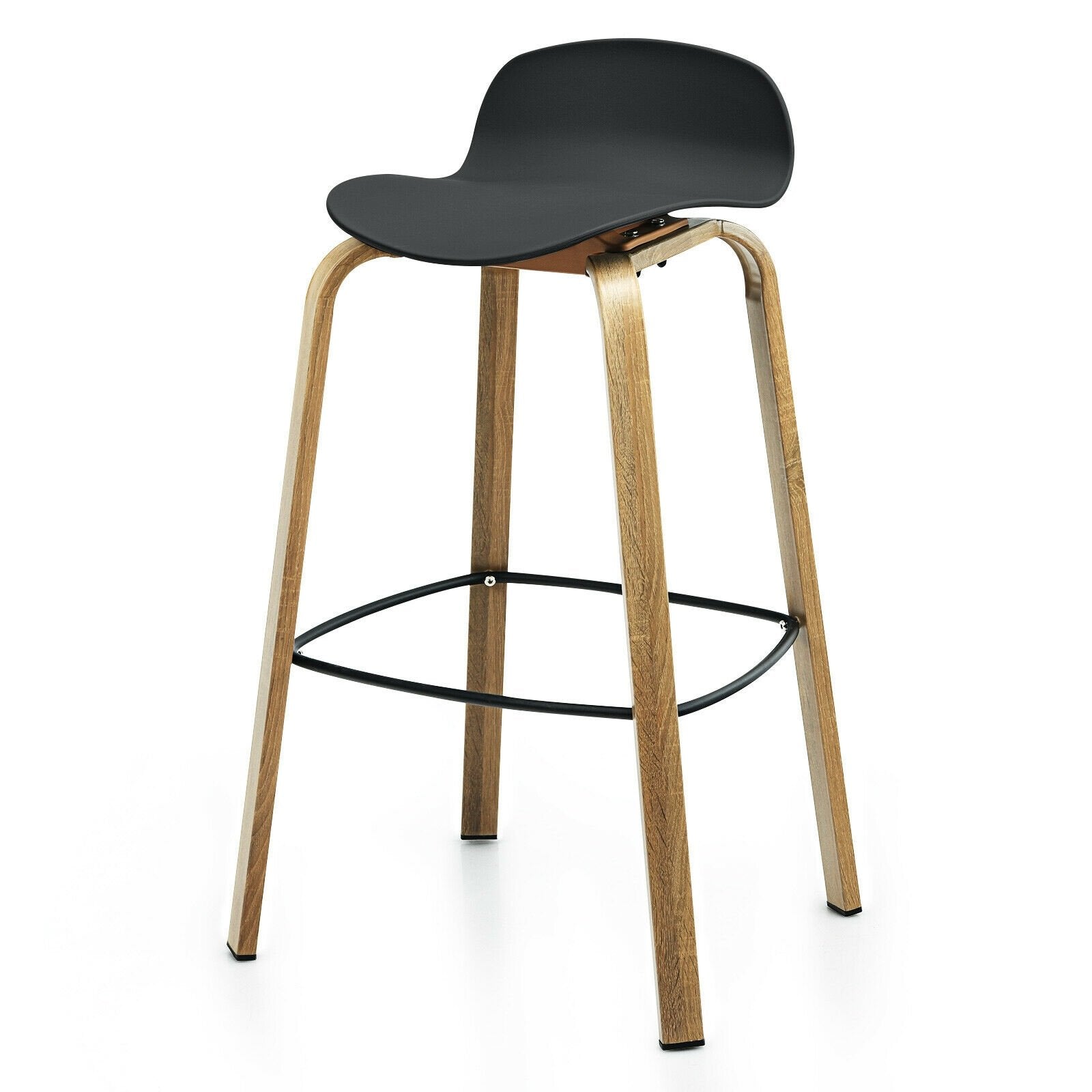 Set of 2 Modern Barstools Pub Chairs with Low Back and Metal Legs, Black Bar Stools   at Gallery Canada