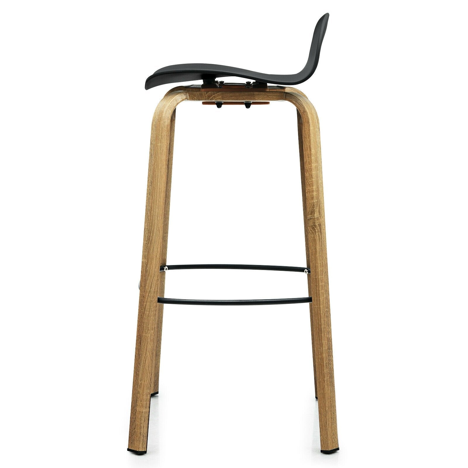 Set of 2 Modern Barstools Pub Chairs with Low Back and Metal Legs, Black Bar Stools   at Gallery Canada