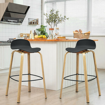 Set of 2 Modern Barstools Pub Chairs with Low Back and Metal Legs, Black Bar Stools   at Gallery Canada