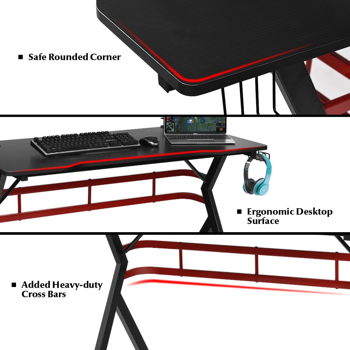 Gaming Computer Multifunctional Storage Desk, Black Gaming Desks   at Gallery Canada