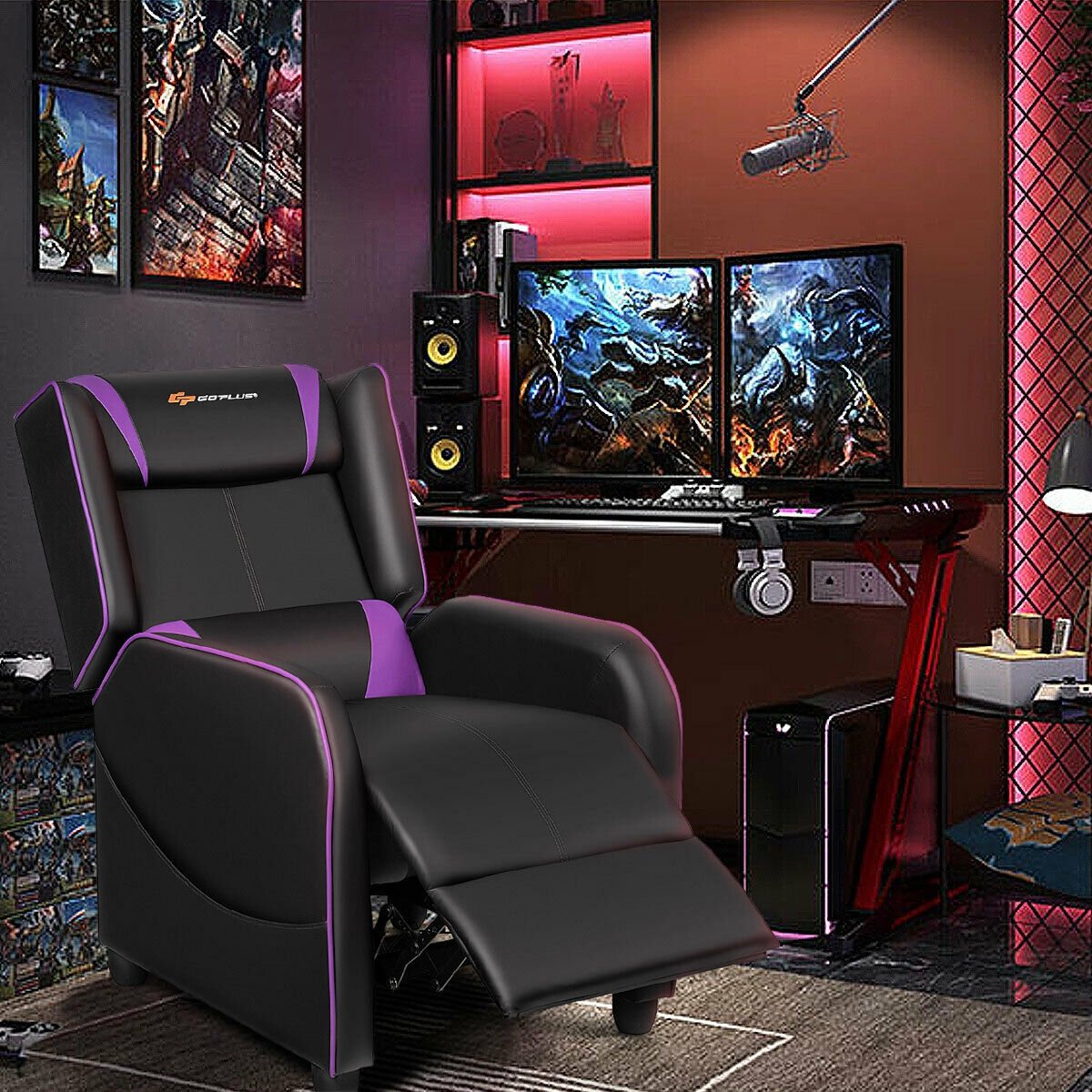 Home Massage Gaming Recliner Chair, Purple - Gallery Canada