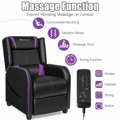 Home Massage Gaming Recliner Chair, Purple - Gallery Canada