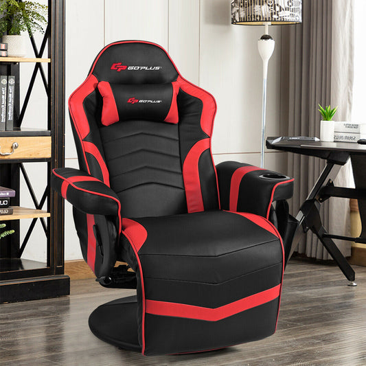 Ergonomic High Back Massage Gaming Chair Gaming Recliner with Pillow, Red Gaming Chairs at Gallery Canada