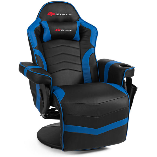 Ergonomic High Back Massage Gaming Chair with Pillow, Blue Gaming Chairs at Gallery Canada