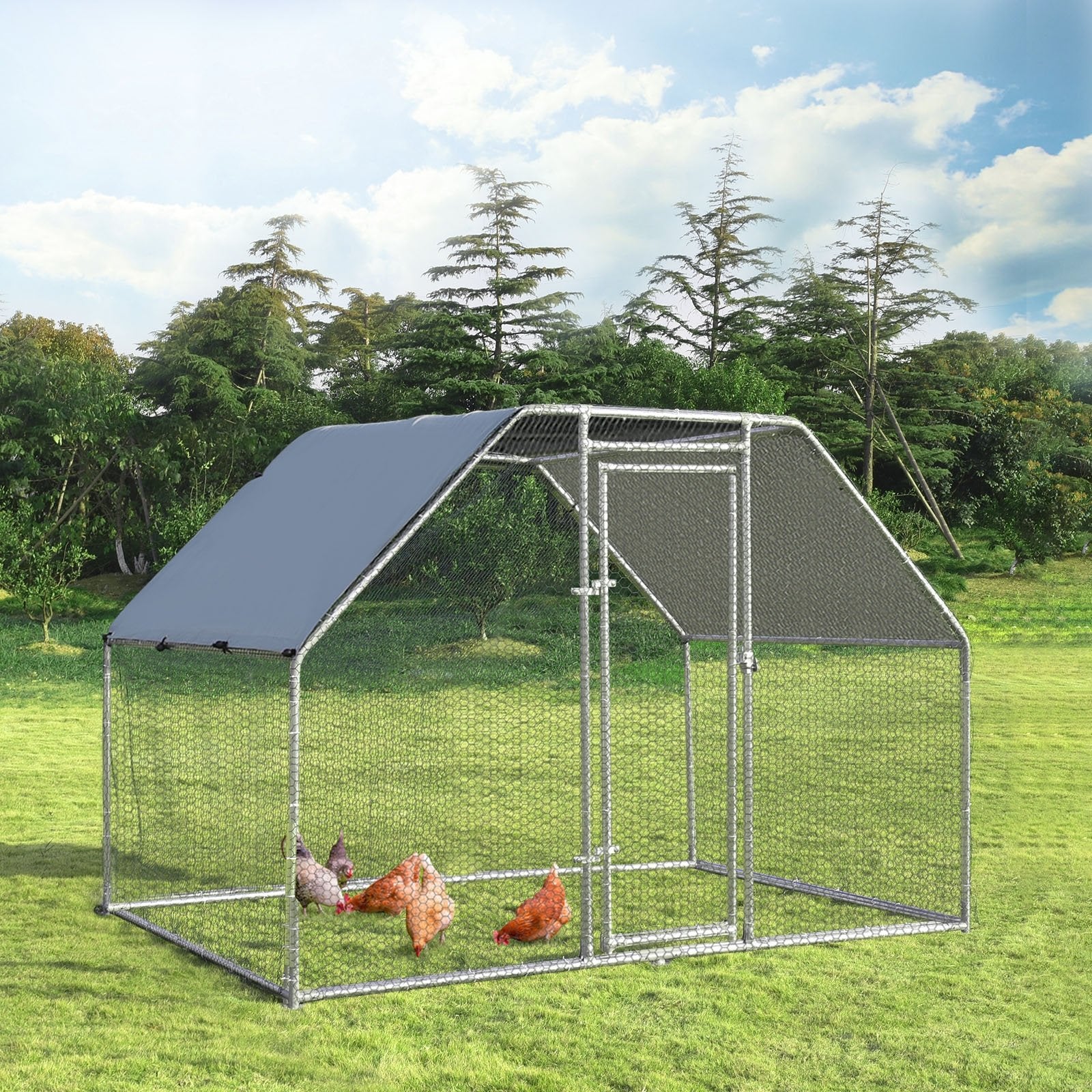 9.5 x 6.5 Feet Large Walk In Chicken Run Cage, Silver Chicken Coops   at Gallery Canada