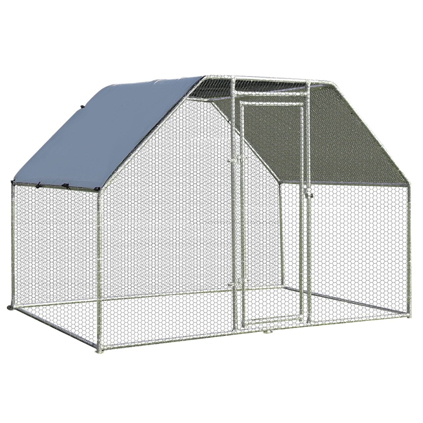 9.5 x 6.5 Feet Large Walk In Chicken Run Cage, Silver - Gallery Canada