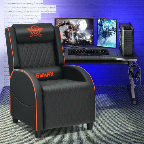 Massage Gaming Recliner Chair with Headrest and Adjustable Backrest for Home Theater, Orange