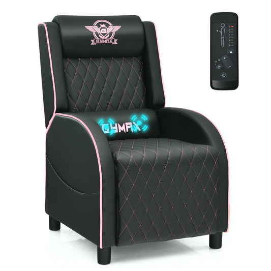 Massage Gaming Recliner Chair with Headrest and Adjustable Backrest for Home Theater, Pink Gaming Chairs at Gallery Canada