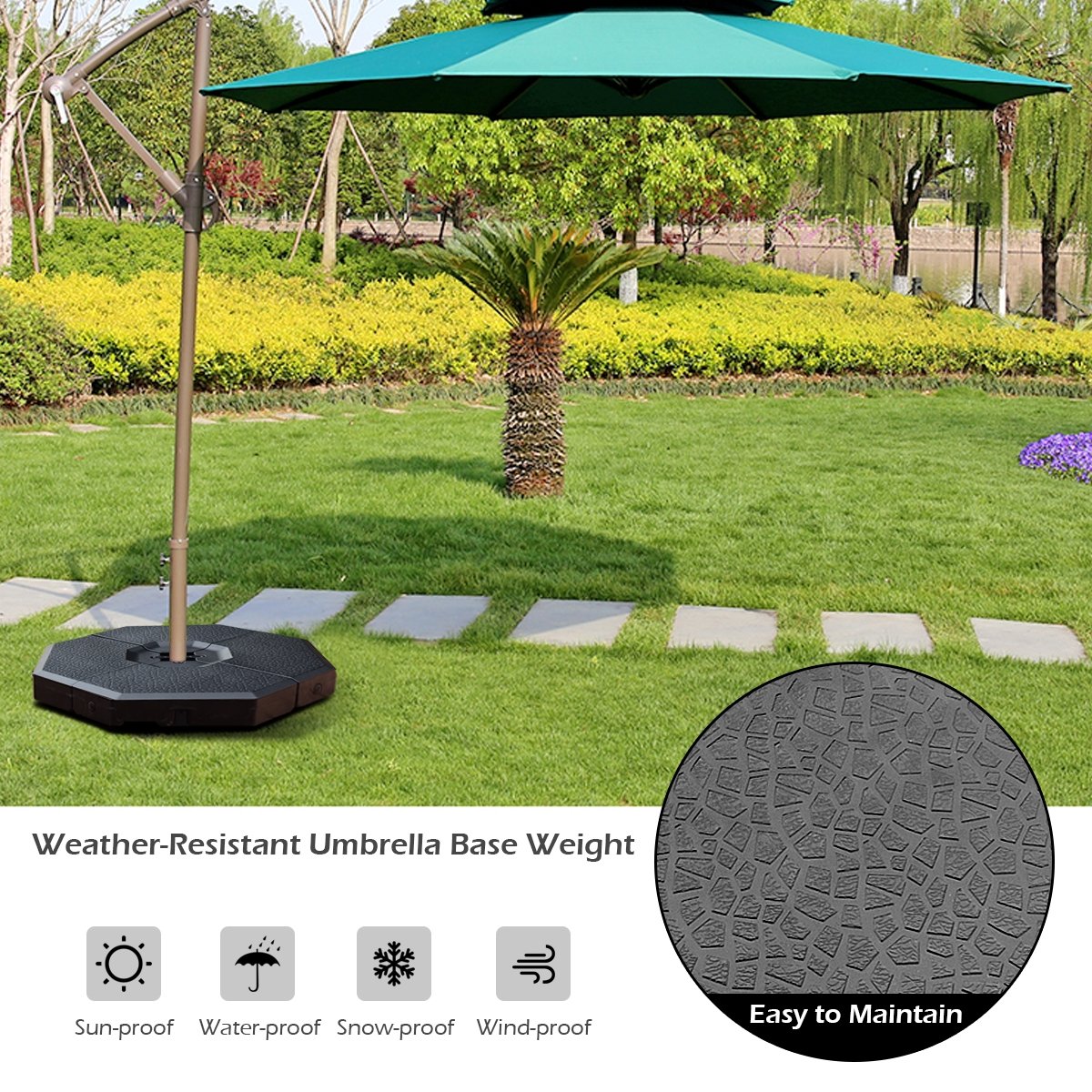 4 Pieces Patio Cantilever Offset Umbrella Weights Base Plate Set, Black Outdoor Umbrella Bases   at Gallery Canada