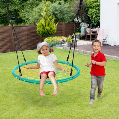 40 Inch Spider Web Tree Swing Kids Outdoor Play Set with Adjustable Ropes, Green - Gallery Canada