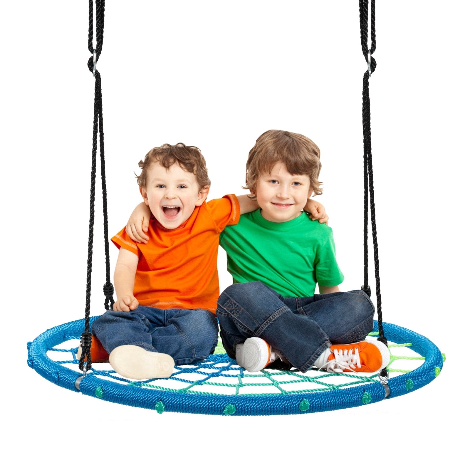 40 Inch Spider Web Tree Swing Kids Outdoor Play Set with Adjustable Ropes, Blue - Gallery Canada