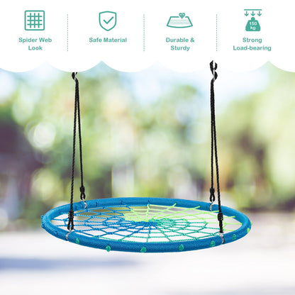 40 Inch Spider Web Tree Swing Kids Outdoor Play Set with Adjustable Ropes, Blue - Gallery Canada