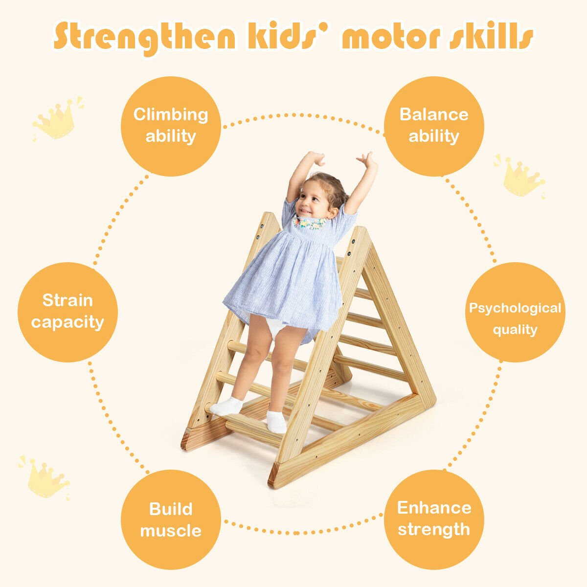 Wooden Triangle Climber for Toddler Step Training, Natural Climbers & Slides   at Gallery Canada