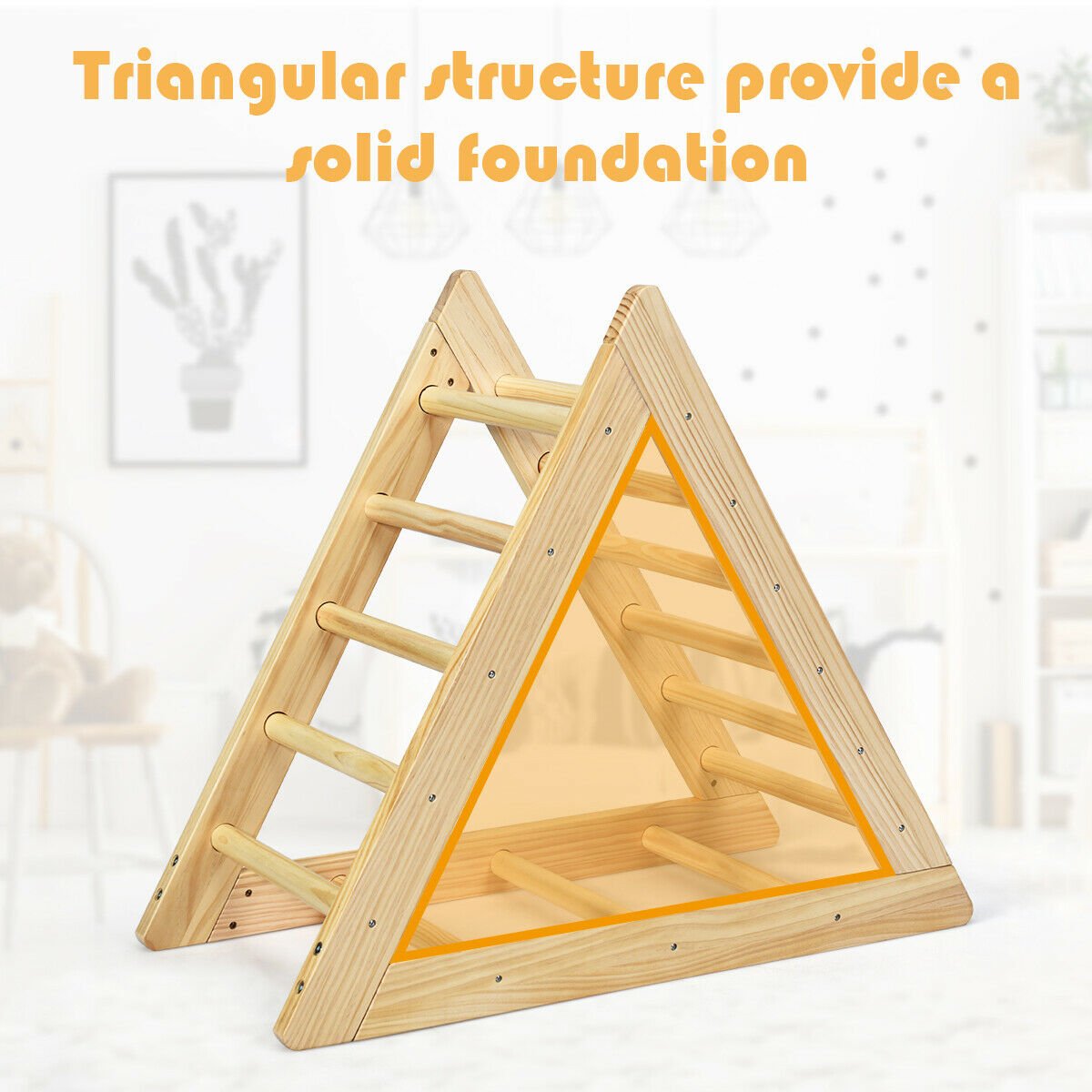 Wooden Triangle Climber for Toddler Step Training, Natural - Gallery Canada