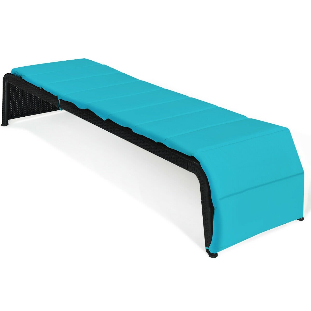 Adjustable Patio Rattan Lounge Chair with Cushions, Turquoise Outdoor Chaise Lounges   at Gallery Canada