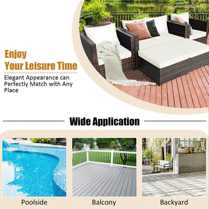 5 Pieces Patio Cushioned Rattan Furniture Set, White Outdoor Sectionals   at Gallery Canada