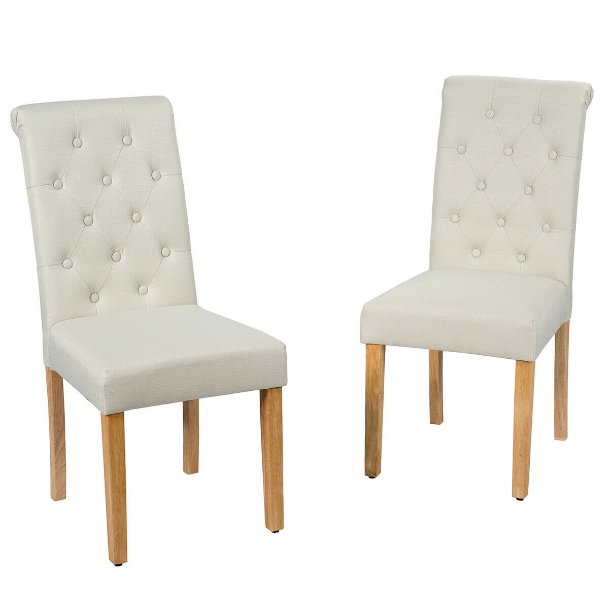 Set of 2 Tufted Dining Chair, Beige Dining Chairs   at Gallery Canada