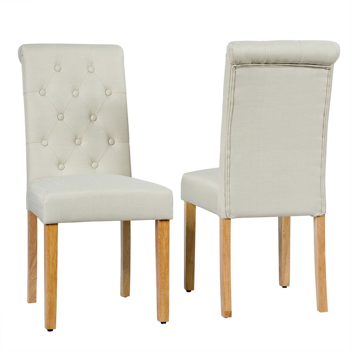 Set of 2 Tufted Dining Chair, Beige Dining Chairs   at Gallery Canada