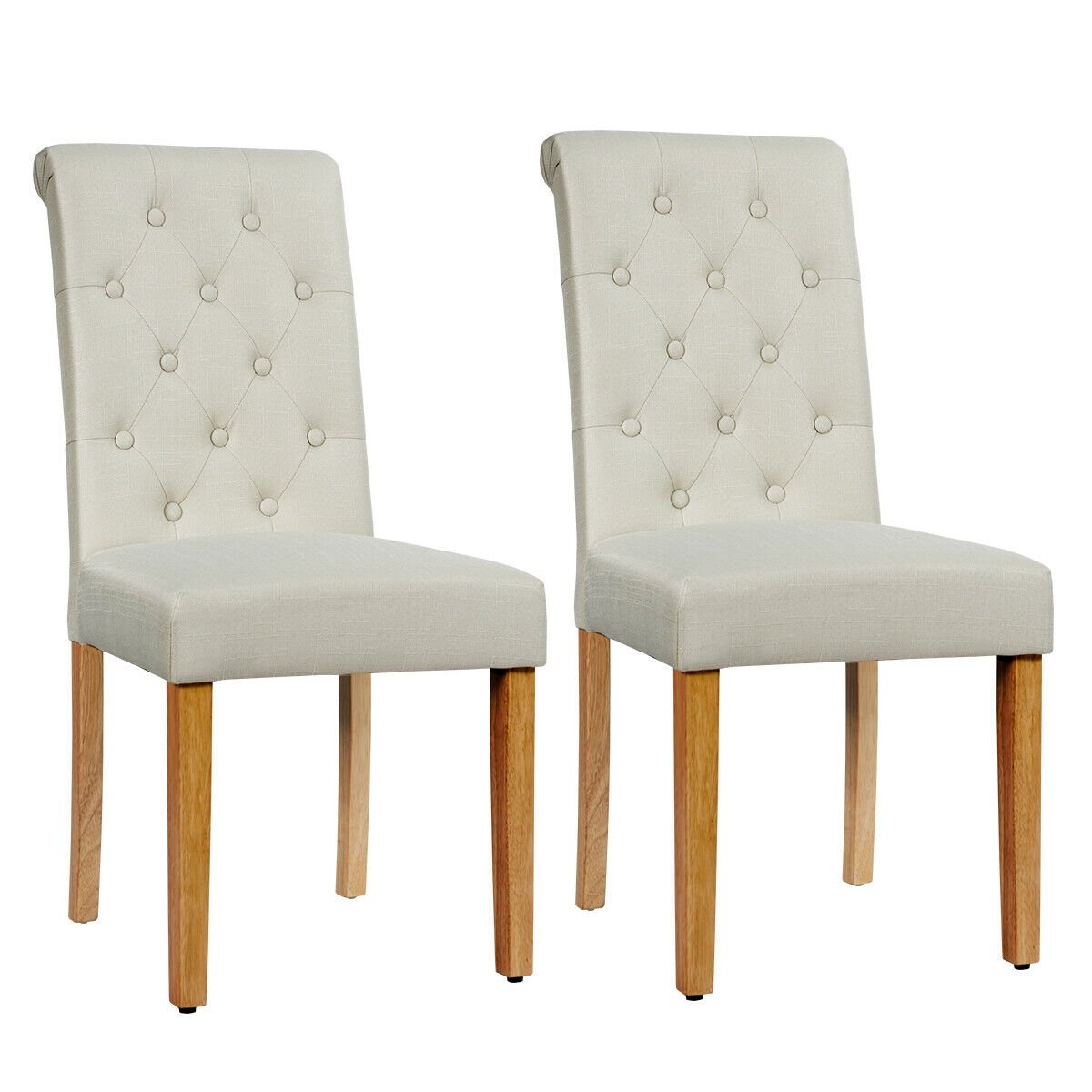 Set of 2 Tufted Dining Chair, Beige Dining Chairs   at Gallery Canada