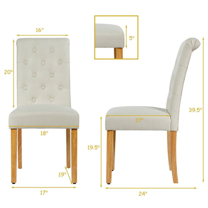 Set of 2 Tufted Dining Chair, Beige Dining Chairs   at Gallery Canada