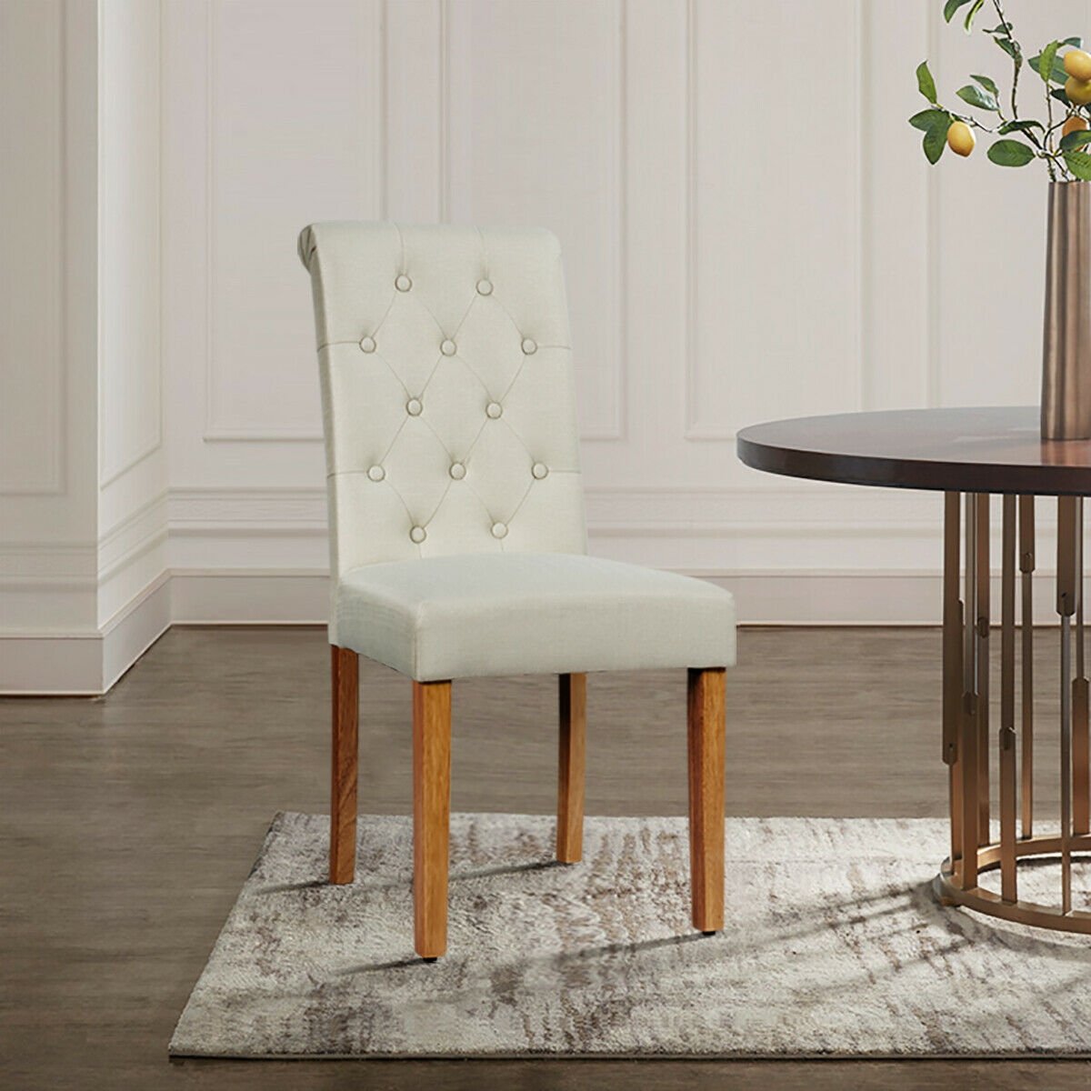 Set of 2 Tufted Dining Chair, Beige Dining Chairs   at Gallery Canada