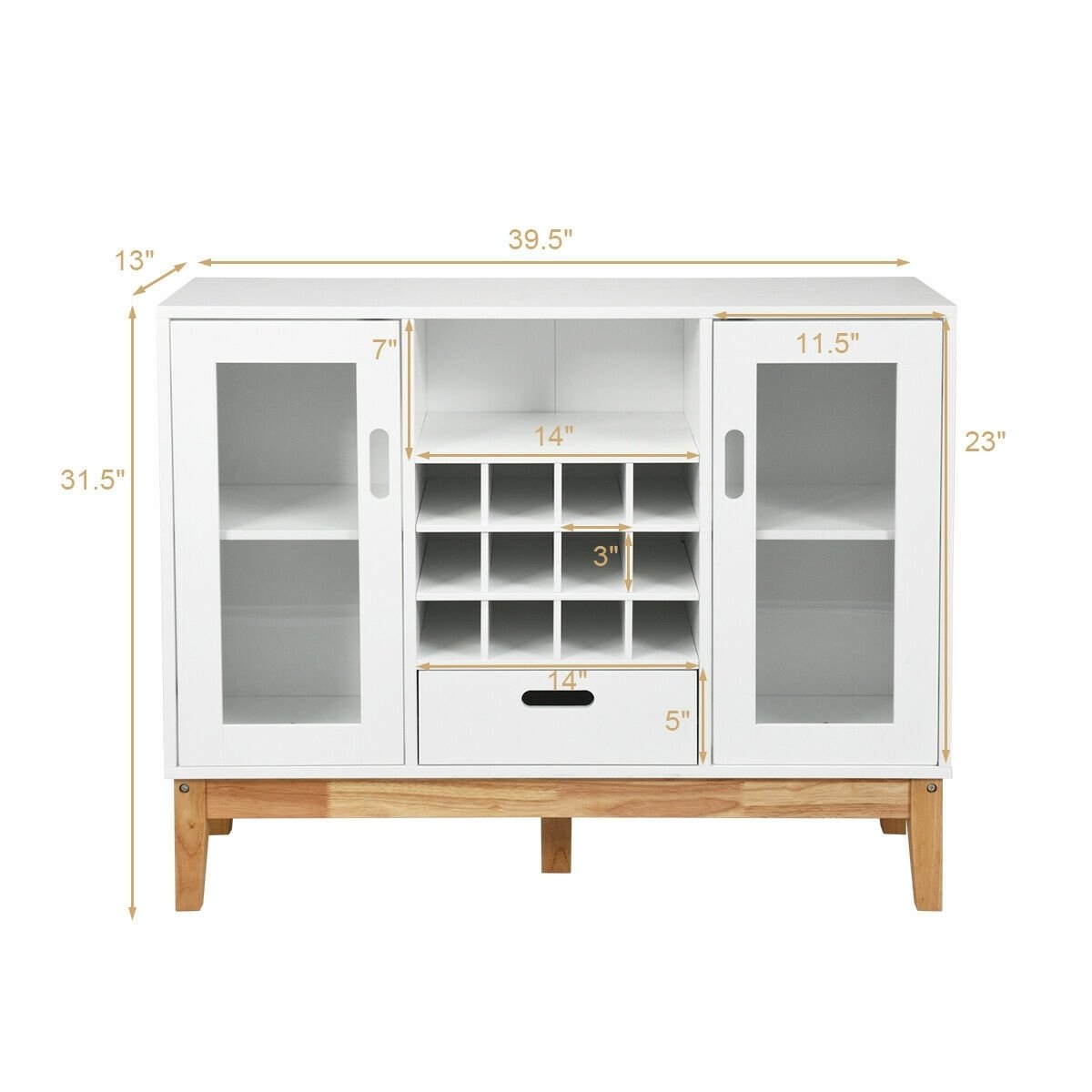 Wood Wine Storage Cabinet Sideboard Console Buffet Server, White Sideboards Cabinets & Buffets   at Gallery Canada