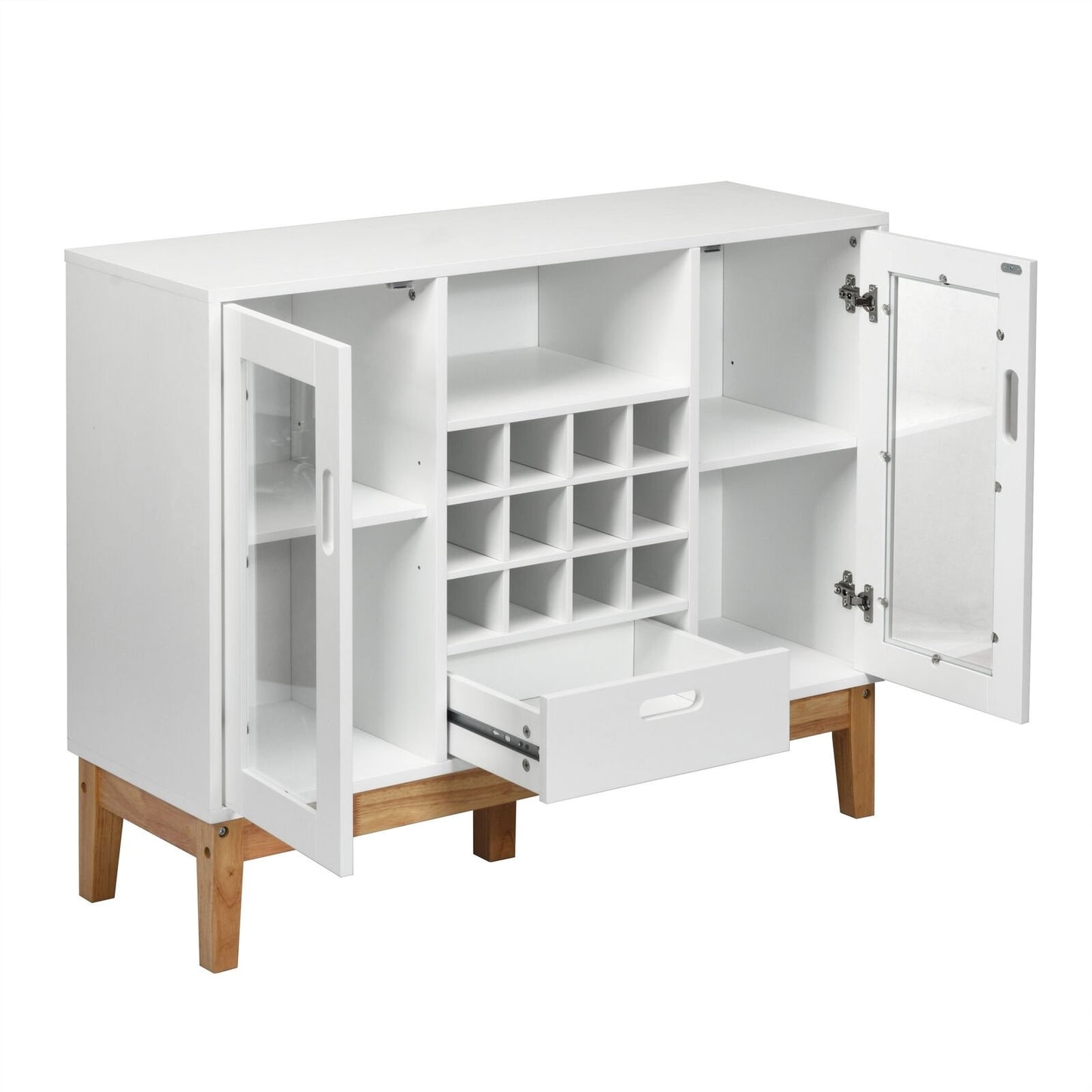 Wood Wine Storage Cabinet Sideboard Console Buffet Server, White Sideboards Cabinets & Buffets   at Gallery Canada