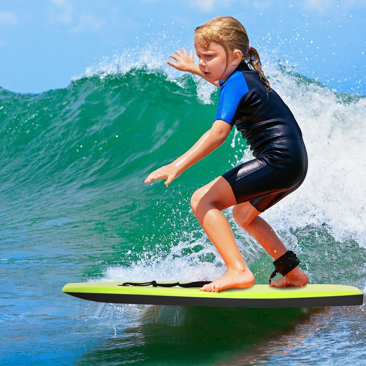 Super Surfing  Lightweight Bodyboard with Leash-M, Green Surfing   at Gallery Canada