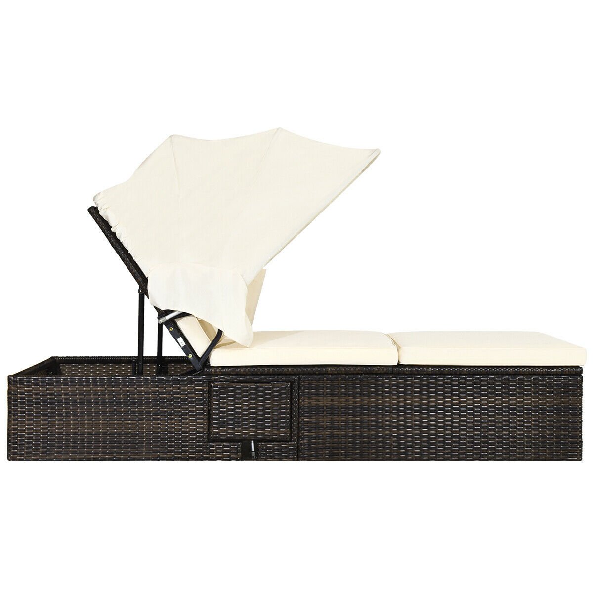 Outdoor Chaise Lounge Chair with Folding Canopy, White Outdoor Chaise Lounges   at Gallery Canada