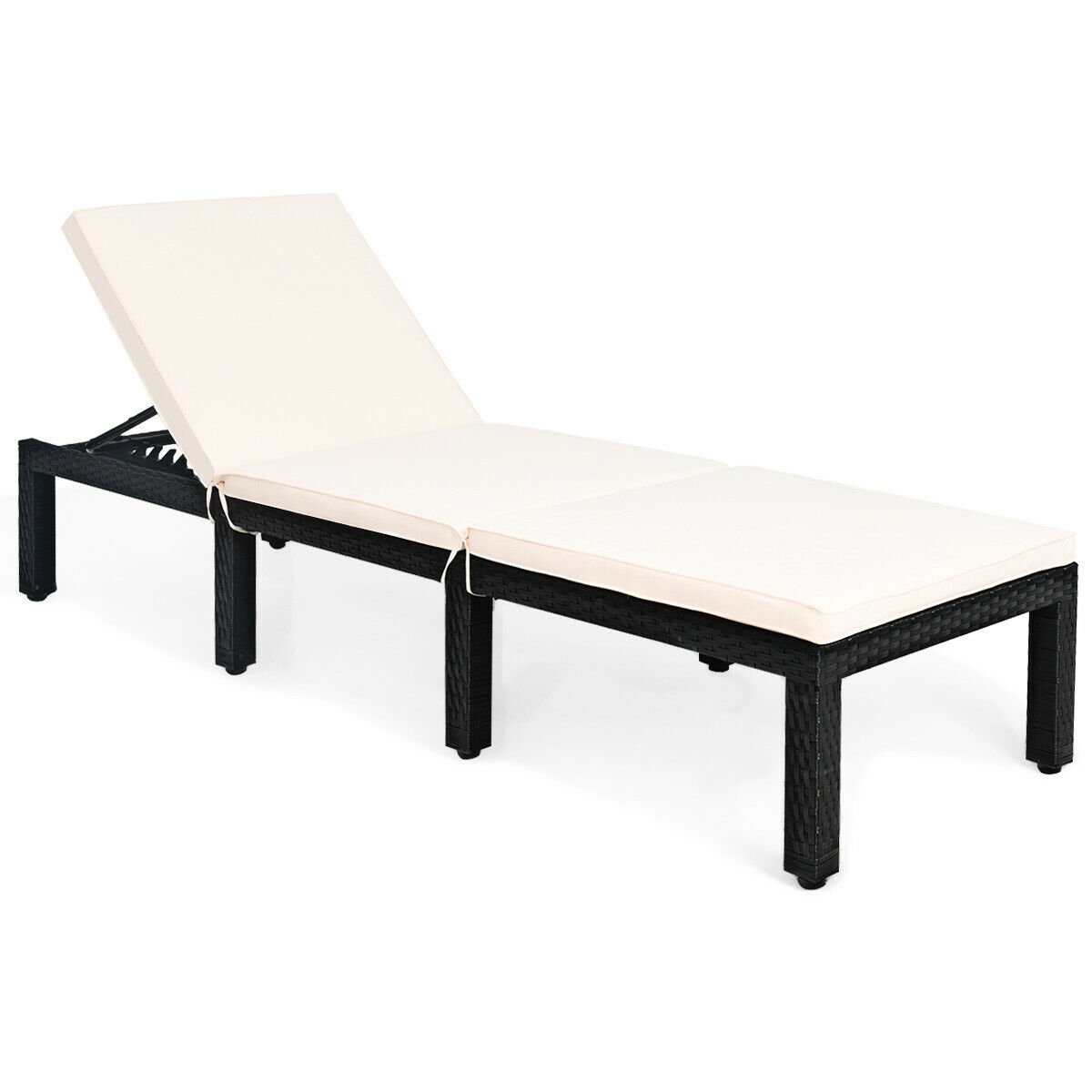 Patio Rattan Cushioned Height Adjustable Lounge Chair, White Outdoor Chaise Lounges   at Gallery Canada