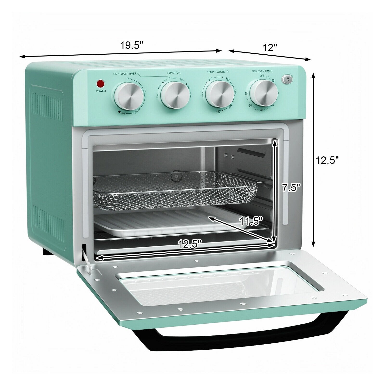 19 Qt Dehydrate Convection Air Fryer Toaster Oven with 5 Accessories, Green Toaster Ovens   at Gallery Canada