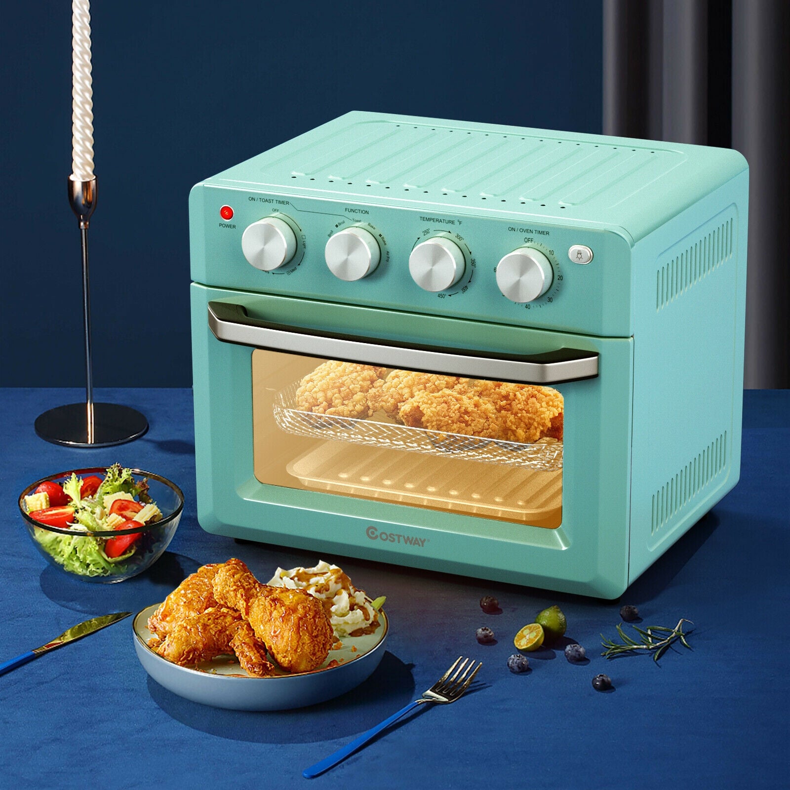 19 Qt Dehydrate Convection Air Fryer Toaster Oven with 5 Accessories, Green Toaster Ovens at Gallery Canada