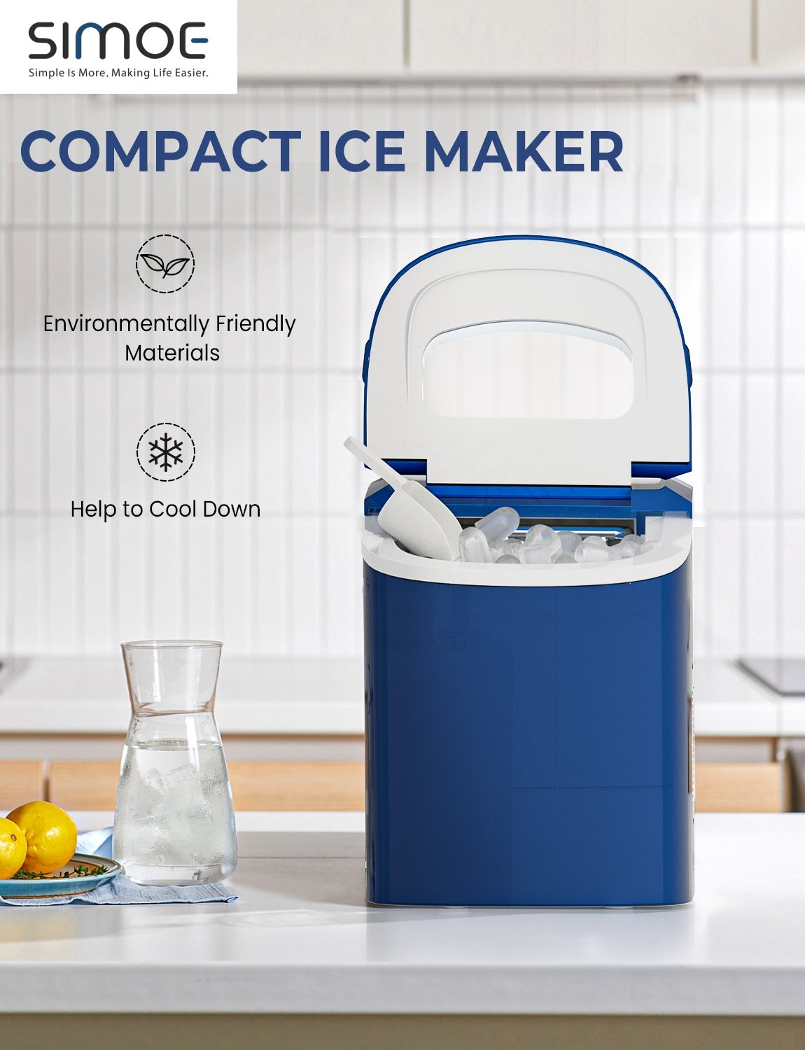 Mini Portable Compact Electric Ice Maker Machine, Navy Ice Makers   at Gallery Canada