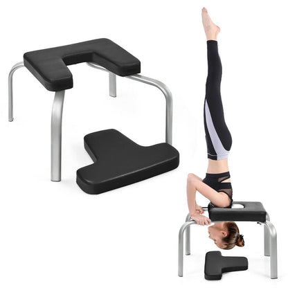 Yoga Iron Headstand Bench with PVC Pads for Family Gym, Black - Gallery Canada