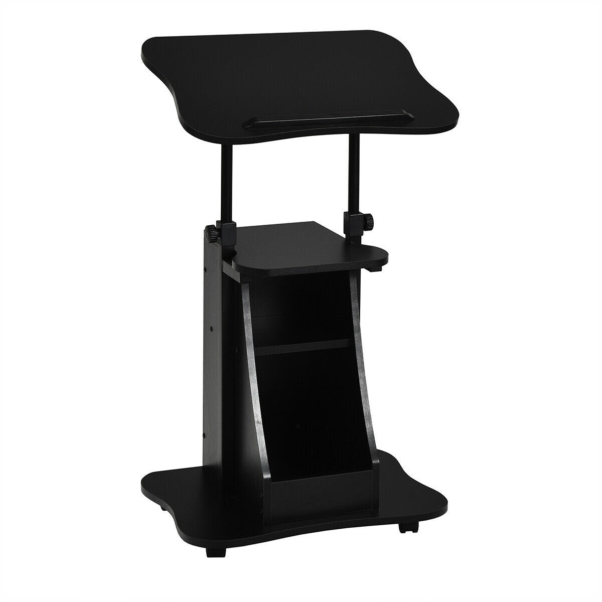 Sit-to-Stand Laptop Desk Cart Height Adjustable with Storage, Black Laptop Tables & Printer Stands   at Gallery Canada