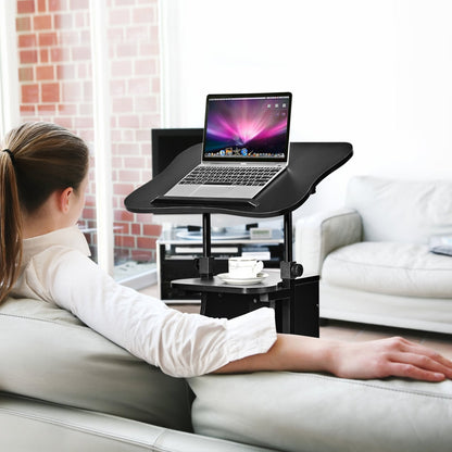 Sit-to-Stand Laptop Desk Cart Height Adjustable with Storage, Black Laptop Tables & Printer Stands   at Gallery Canada