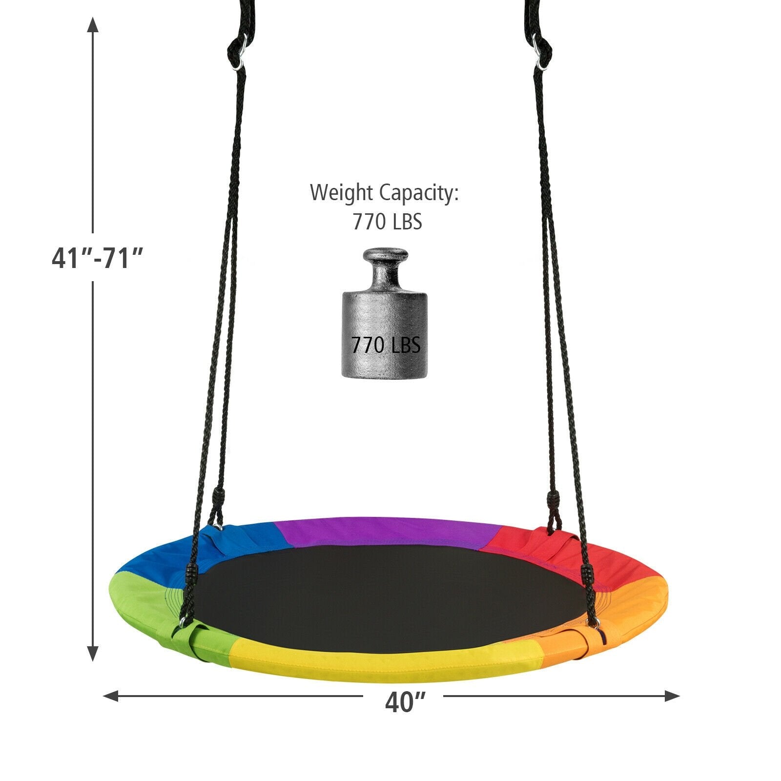 40 Inch 770 lbs Flying Saucer Tree Swing Kids Gift with 2 Tree Hanging Straps, Multicolor Swing & Playsets   at Gallery Canada