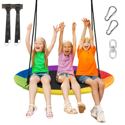 40 Inch 770 lbs Flying Saucer Tree Swing Kids Gift with 2 Tree Hanging Straps, Multicolor Swing & Playsets   at Gallery Canada