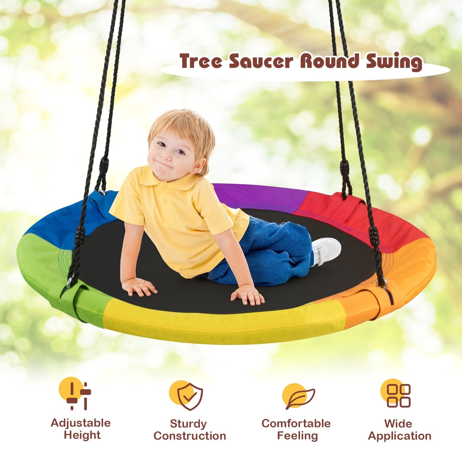 40 Inch 770 lbs Flying Saucer Tree Swing Kids Gift with 2 Tree Hanging Straps, Multicolor Swing & Playsets   at Gallery Canada