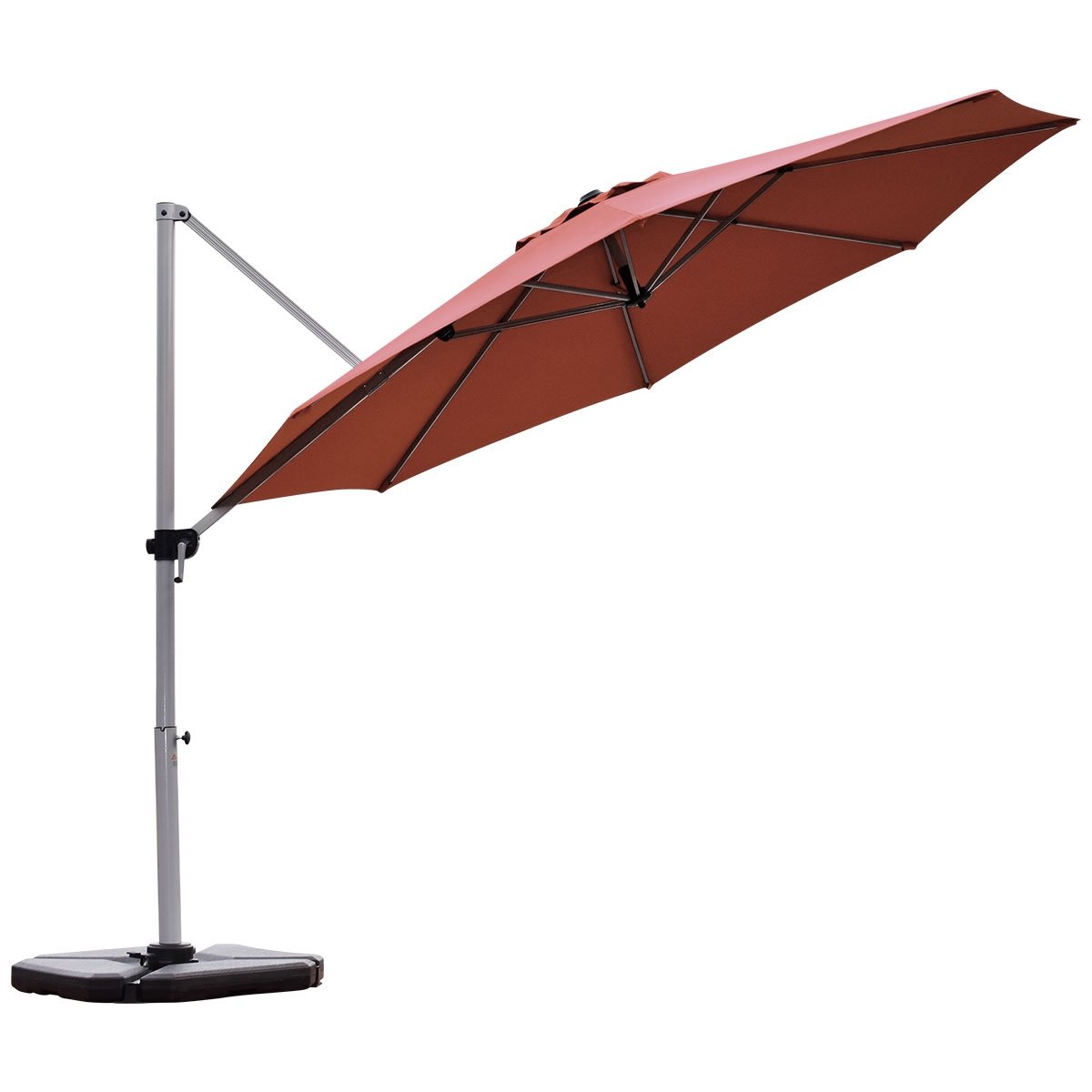 11 Feet Patio Offset Cantilever Umbrella 360° Rotation Aluminum Tilt, Brick Red Outdoor Umbrellas   at Gallery Canada